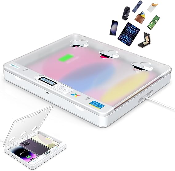 Phone Lock Box, Portable Self-Control Timed Locker Box for iPad/Tablet/TV Controller, Phone Jail to Help Kids Students Adults Lock Phone Addiction/Temptation Away(Crystal)