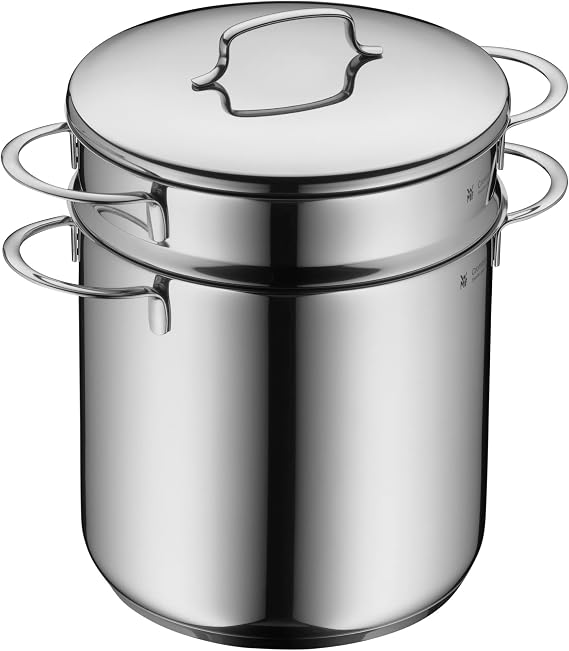 WMF Mini Makarna Tenceresi, 18 cm, 3 L, Metal Kapaklı ve Süzgeç Sepetli, Cromargan® Yüksek Kaliteli Parlak Paslanmaz Çelik, İndüksiyon Uyumlu, İstiflenebilir