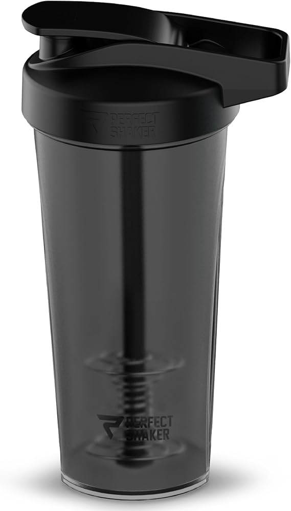 PerfectShaker ACTIV Protein Shaker Bottle 28oz | Leak-Proof, BPA-Free, Shatter-Resistant | ActionRod Mixing Technology for Smooth Blends | Gym, Fitness & Sports Mixer Shaker (BLACK, 28 Oz)