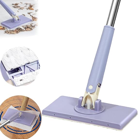 Automatic Cloth Changing Mini Mop,Hands-Free Mini Mop Compatible With Face Towels,Hand-Free Wash Rotating Mop,Push-Pull Handle Design Mop,Wet Dry Mops For Floor Cleaning,With 2 Cloth (27.55 in)