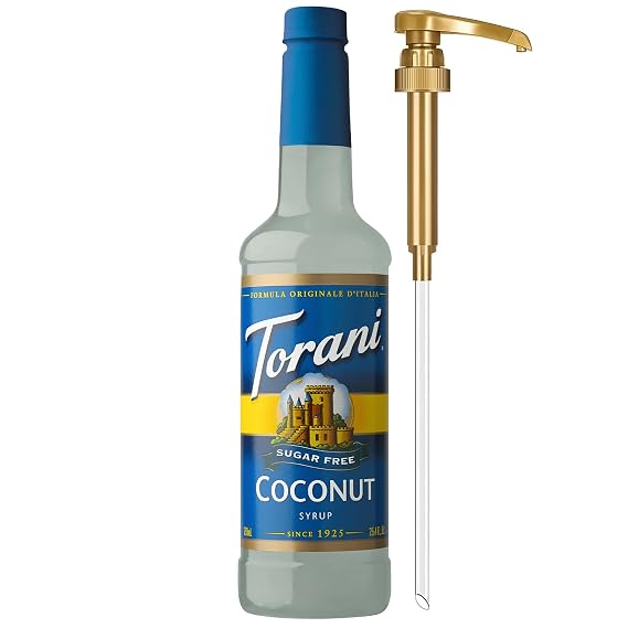 Torani Sugar-Free Syrup, Coconut Flavor, Pump Included, 25.4 Fl Oz