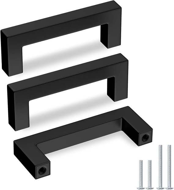 Goldenwarm 1 Pack 3" Black Kitchen Cabinet Handles Drawer Pulls