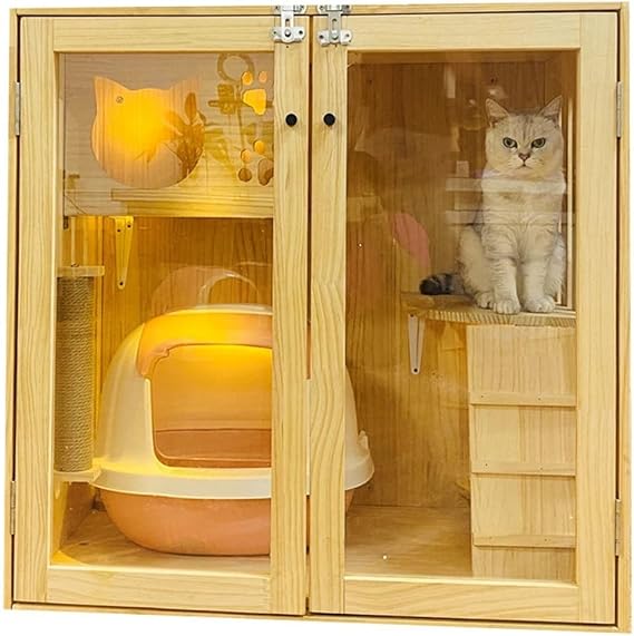 SISWIM Cat House Cat Villa Three-Story cat House cat Display Cabinet cat pet cage, can accommodate Pets Within 10 catties Cat Villa