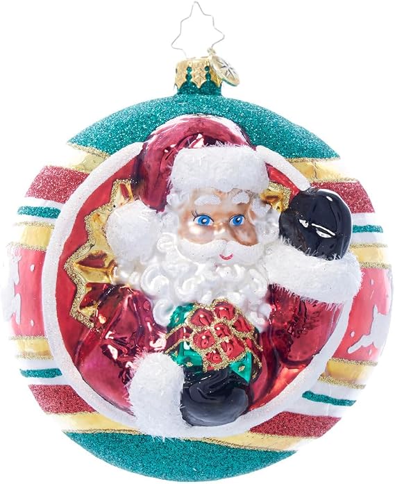 Christopher Radko Hand-Crafted European Glass Christmas Tree Decorative Ornament, St. Nick's Spherical Cheer