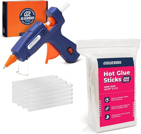 Mini Hot Glue Gun With 30 Glue Sticks Kit + 200 pcs Hot Glue Sticks Pack