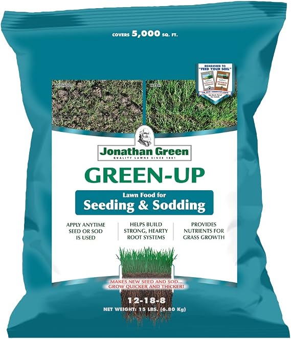 Jonathan Green (11541) Green-Up Lawn Food for Seeding & Sodding - 12-18-8 Grass Fertilizer (5,000 Sq. Ft.)
