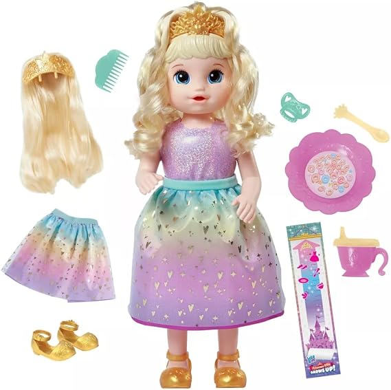 Baby Alive Princess Ellie Grows Up! Interactive Baby Doll with Accessories, Talking Baby Dolls, Toys for 3 Year Old Girls and Boys and Up, Blonde Hair, 18-Inch