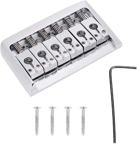 Electric Guitar Bridge, Durable Silver Metal Hardtail Fixed Bridge Saddle for 6-String Guitarists, Stage Performances, Home Practice, Studio Recording