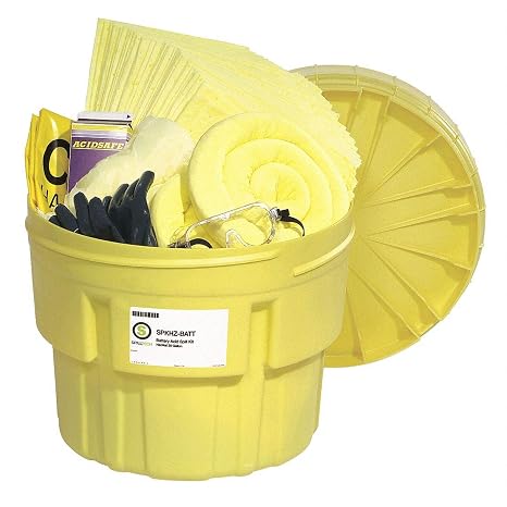 Hazmat Overpack Salvage Drum Battery Acid Spill Kit, 20 Gallon, 60 Pieces (SPKHZ-Batt)