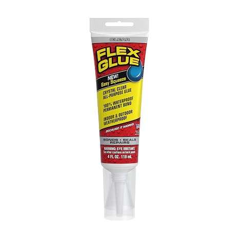 Flex Glue Rubberized Waterproof Adhesive, Clear, 4 oz Tube, 1-Pack