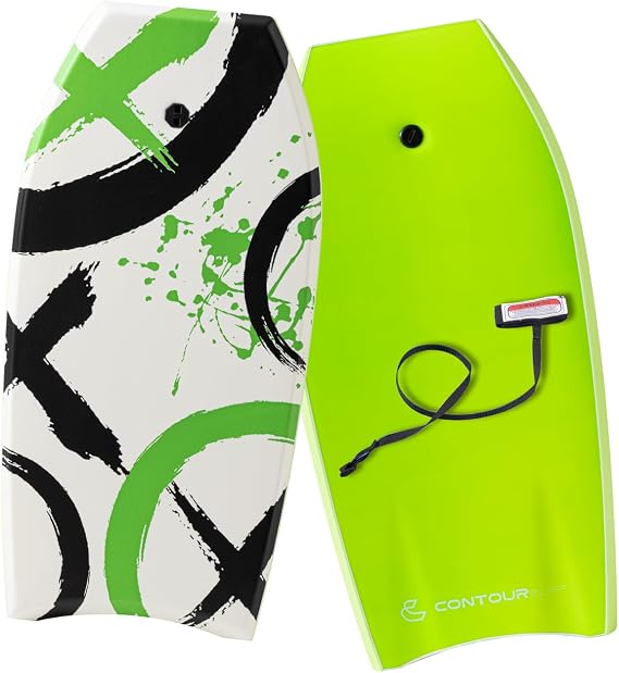 Body Boards for Beach 41 inch Lightweight Durable Body Board with EPS Core Dual Channel Double Swivel Coiled Wrist Leash Ideal Bodyboards for Kids, Teens & Adults