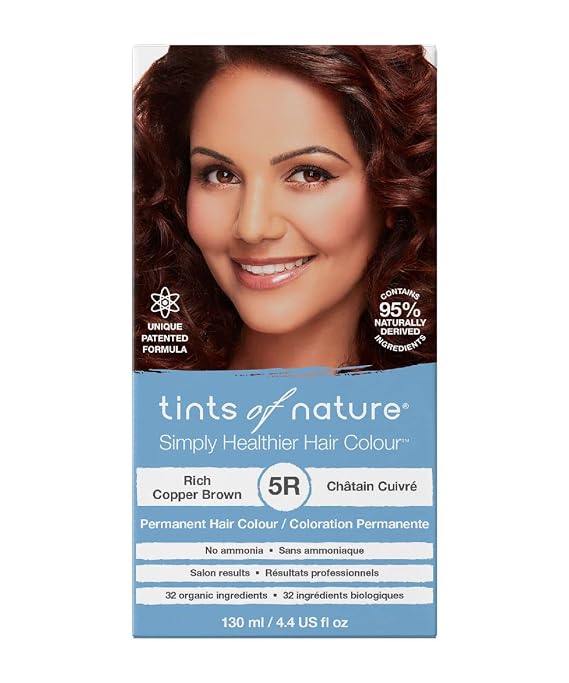 Tints of Nature 5R Rich Copper Brown Permanent Hair Dye, Vegan 4.4 fl oz