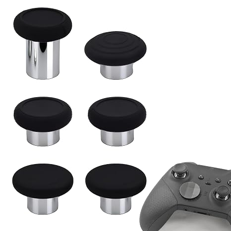 6 in 1 Metal Thumbsticks Replacement for Xbox Elite Series 2 Controllers, Thumbsticks for Elite Series 2 Core Controllers, Elite Series 2 Controller Replacement Thumbsticks Black