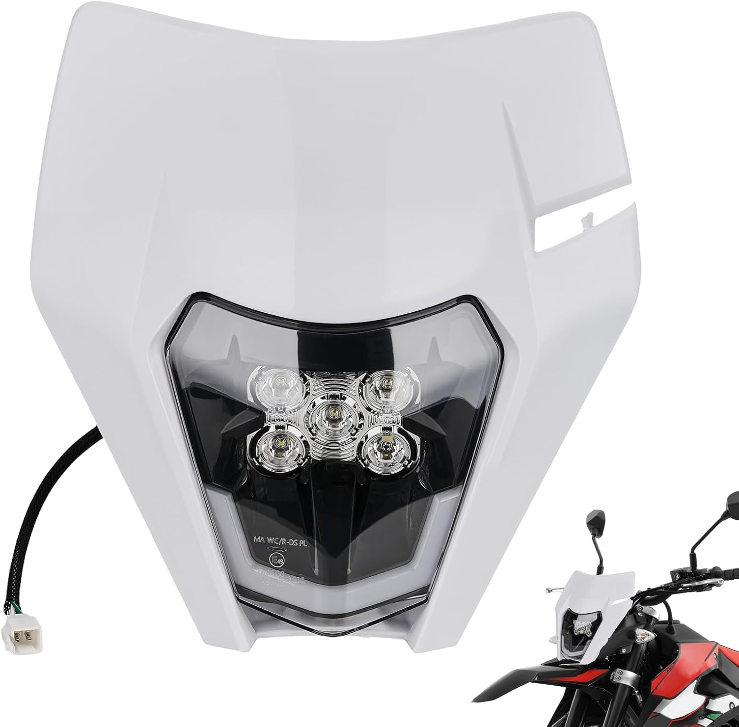 Motorcycle Headlight LED Motocross Headlight 12V Waterproof for Aprilia SX 125 GasGas 125 EC Malaguti XSM 125 Enduro Pit Bike Motocross White