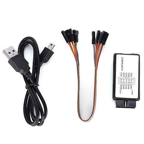 8CH Logic Analyzer, LA1002 8 Channel Logic Analyzer Mini USB 5MHz 24M Logic Analyzer Device Set with Cables, Oscilloscopes