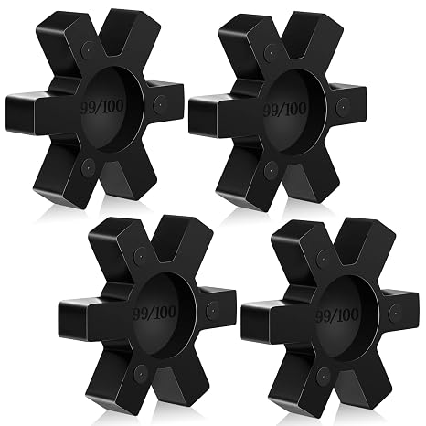 Flexible NBR Rubber Spider Insert Solid Spider Center Inserts Suitable for L Jaw Coupling Set, Black (4 Pcs, L100)