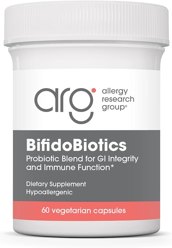 ARG BifidoBiotics with LactoSpore - Probiotic Blend - Supports Digestive Health - Helps Maintain Intestinal Balance - Dairy-Free Probiotics - Vegetarian & Hypoallergenic - 60 Servings - 60 Capsules