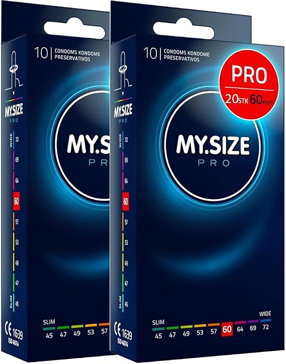 MY.SIZE PRO 20 Pieces 60mm Elite – XXL Condoms, Highly Purified Vytex Latex for Less Odor, Very Easy to Open and unroll