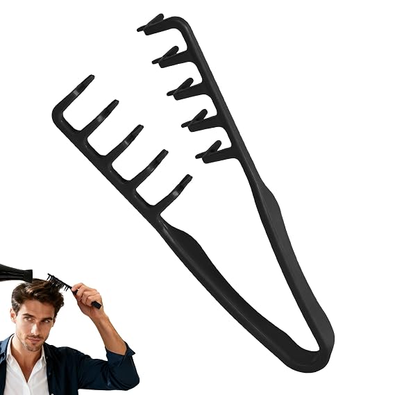 Texture Comb, Volumizing Fluffy Texture Styling Comb for Men and Women, Wide-Tooth Texturizing Styling Tool for Volume & Fringe Parting, ABS Plastic with Textured Grip Tool for Men, Black