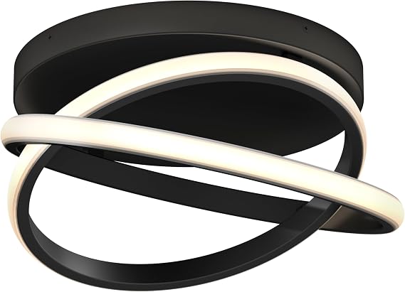 Artika Orbia 32W Integrated LED Flush Mount Modern Ceiling Light Fixture (Black, Flush Mount)