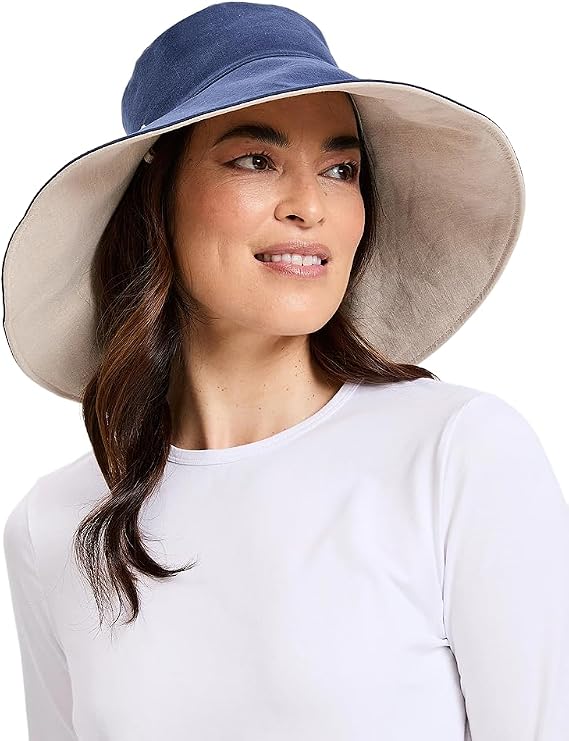 Solbari Womens Ultra-Wide Cotton Linen Sun Hat UPF 50+ | Lightweight, breathable ultra wide brim hat made from natural fibers, packable for travel, beach days and everyday wear