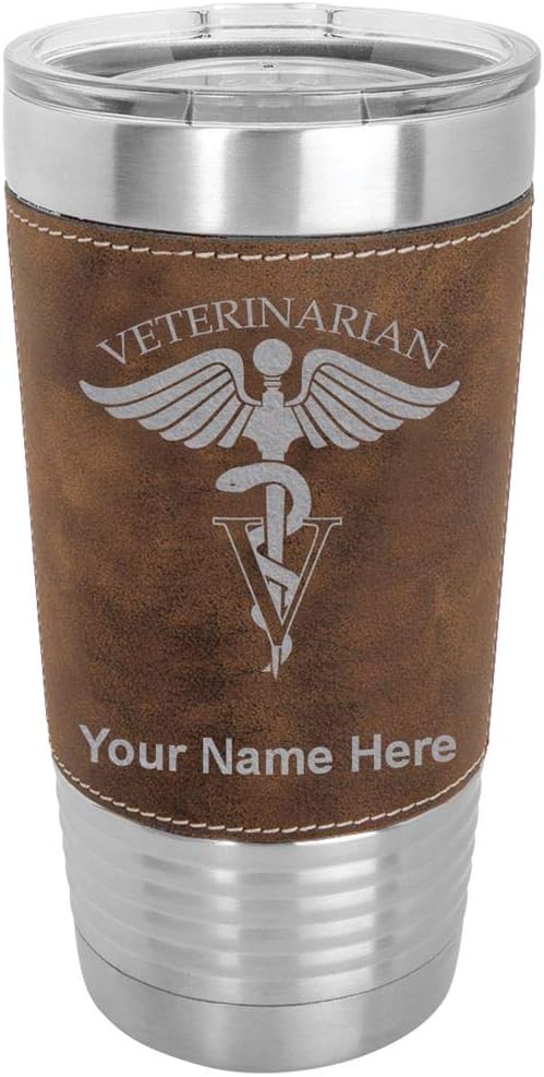 LaserGram Personalized 20oz Tumbler, Veterinarian (Rustic)