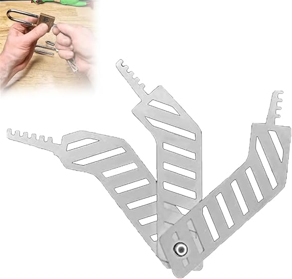 3/6pcs Lock Picking Kit, 3 in 1 Stainless Steel Lock Padlock Set, Portable Comb Teeth Pick Set, Multifunctional Hand Tool Lockpicks Sets, for Firefighter Emergency Shed Gate School Gym Fence (3pcs)