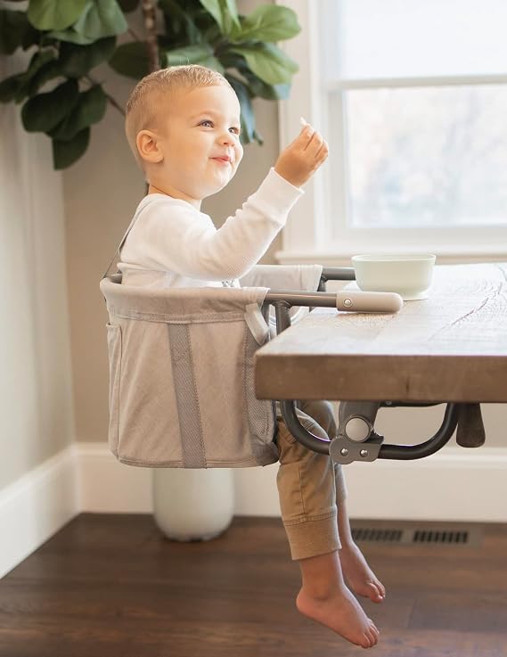 Regalo Easy Dinner Hook-On High Chair, Portable Clip-On Baby High Chair for Table, Foldable Travel High Chair with Storage Pocket, Rubber Grips to Protect Surfaces