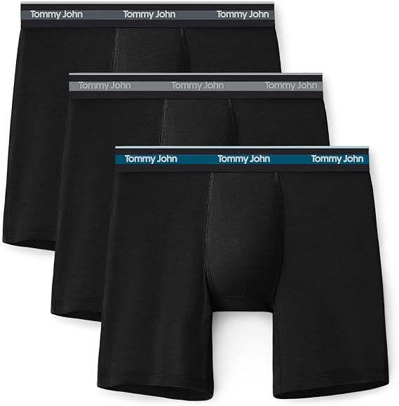 Tommy John Men's 6" Comfort Micro Mid-Length Boxer Brief Underwear 3-Pack | 6" Inseam Boxers, 3-Pack, Brushed Microfiber, 4-Way Stretch & Stay-Put Waistband, Breathable, Tagless, Underwear Pack