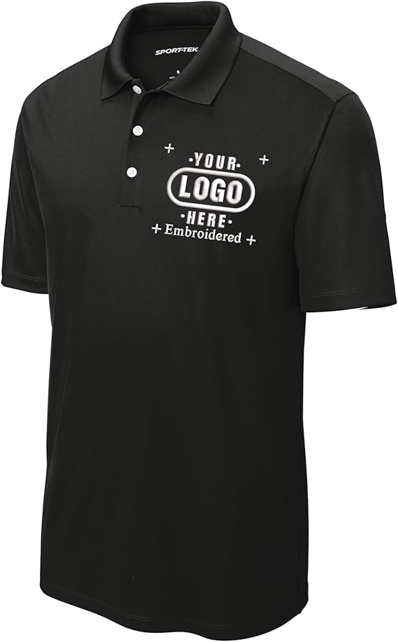 Custom Polo Shirts for Men Custom Embroidered Polo Shirt, Personalized with Text & Logo Black