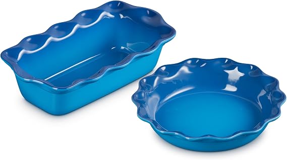 Le Creuset Stoneware 9" Fluted Pie and 9" Fluted Loaf Dish, Marseille