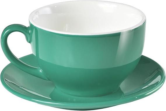 ionEgg Porcelain Coffee Cup with Saucer 220ml/7.3oz for Cappuccino, Latte, and Tea, Cyan