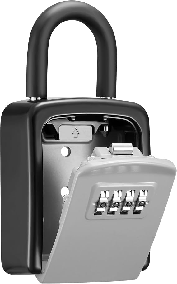 Puroma Key Lock Box 4-Digit Combo Storage Wall Mounted Safe Lockbox Home | Outside, Portable, Wall Mount, Doorknob, Resettable, Combination, Weatherproof, High-capacity, for Contractors Guest Realtor