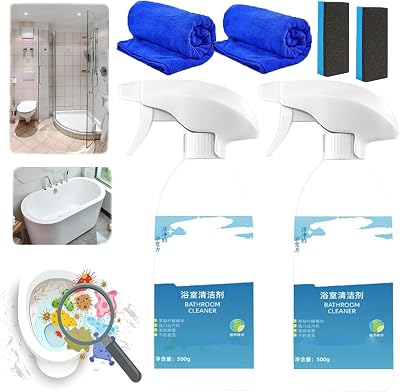 Bathroom Cleaner, Glass Cleaner, Shower Cleaner, Bathroom Cleaning All-Purpose Bathroom Descaler Spray, No Rinse & Scrub Daily Bathroom Cleaner 2pcs