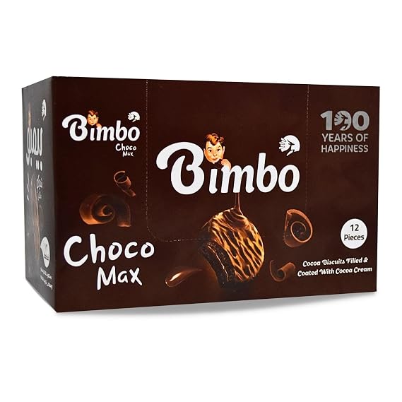 Bimbo Cocoa Biscuits Filled & Coated With Cocoa Cream Choco Max Chocolate Oriental Cookies Crispy Sweet Perfect Snacks Halal (1 Pack = 12 Peices)