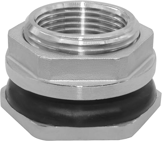 Beduan 1" Female Bulkhead Water Tank Connector 304 Stainless Steel | Thru-bulk Fitting Corrosion Resistant for Water Tank Barrel