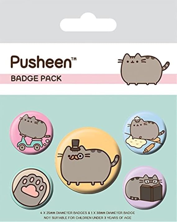 Pyramid International BP80623-Multi-Color-10 x 12.5cm Pusheen - Fancy Badge Pack, Card, Multi-Color, 10 x 12.5cm