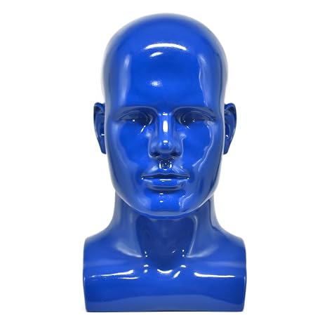 Professional Mannequin Head for Men Wigs Hat Headphone Mask Sunglasses Jewelry (Blue)
