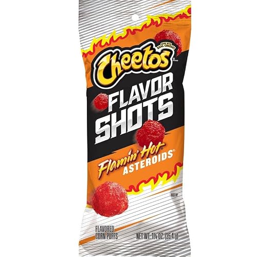 Cheeto Flavor Shots Flamin Hot Asteroids Flavored Corn Puffs Made With Real Cheese 20 Count