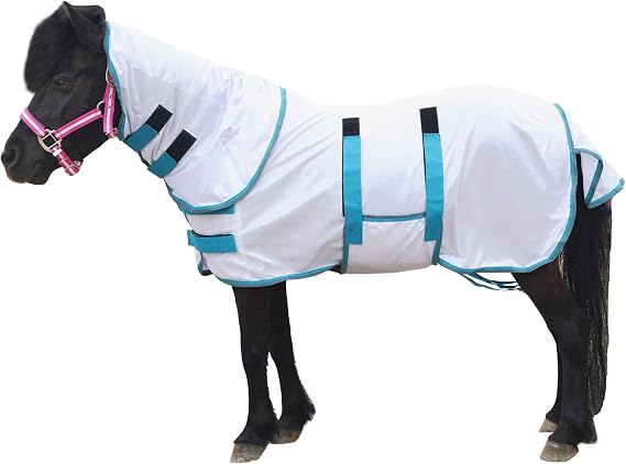 Shetland Pony Fly Rug with Neck, Mesh Fly Sheet White (3'6")