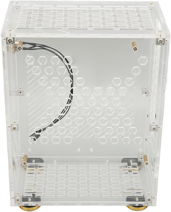 Mini ITX Case 4.3L with Clear Acrylic Panel, 360 Degree Cooling, Cushioning Foot Pads, for Flex 1U Power and 2.5in SSD, Compact Mini PC Case (Transparent)