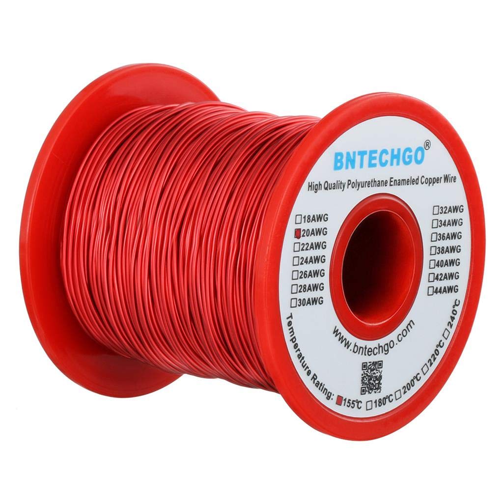 BNTECHGO 20 AWG Magnet Wire - Enameled Copper Wire - Enameled Magnet Winding Wire - 1.0 lb - 0.0315 Diameter 1 Spool Coil Red Temperature Rating 155℃ Widely Used for Transformers Inductors