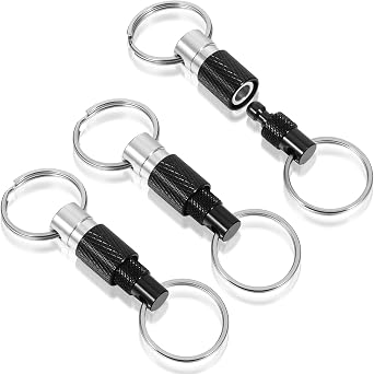 3 Pcs Quick Release Keychain, Detachable Key Ring Quickly Pull Apart Car Keys Holder Quick Disconnect Safety Keychains for Car Purse Bag Accessories (Black)