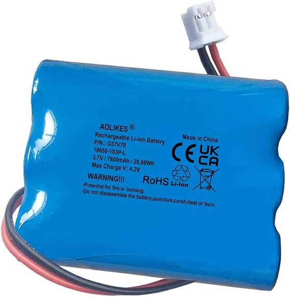 AOLIKES 3.7v 7800mAh Rechargeable Battery Pack for Simplehuman Sensor Makeup Mirror ST3026 BT1080 Battery Replacement ST3027 3028 and More, 1s3p Batteries Pack