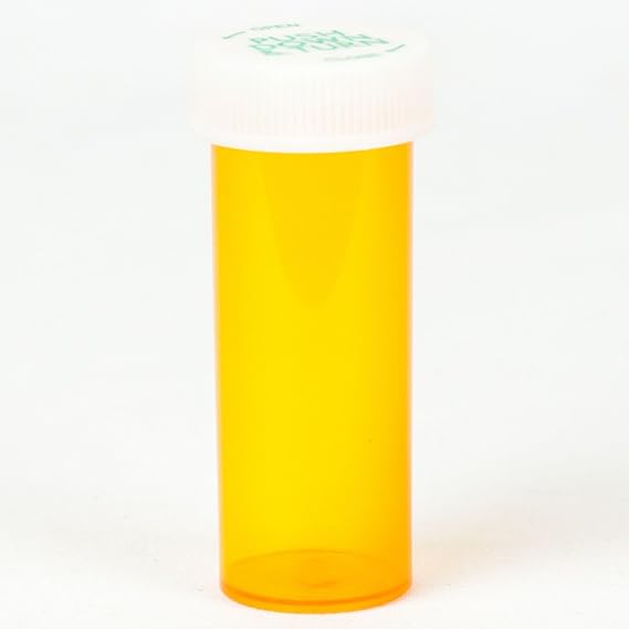 Five Star Supplies Plastic Pill Bottles - 100% Child Resistant Caps - Pill Container Prescription Vial - Push N Turn - Amber - 6 DRAM (600 Ct.)