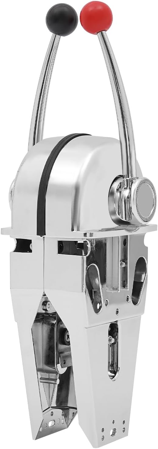 Universal Boat Dual Lever Throttle Control,Marine Top Mount Twin Lever Boat Engine Controller Zinc Alloy Dual Handle Outboard Gear Shift for Boat Ship Dual Action Control Box