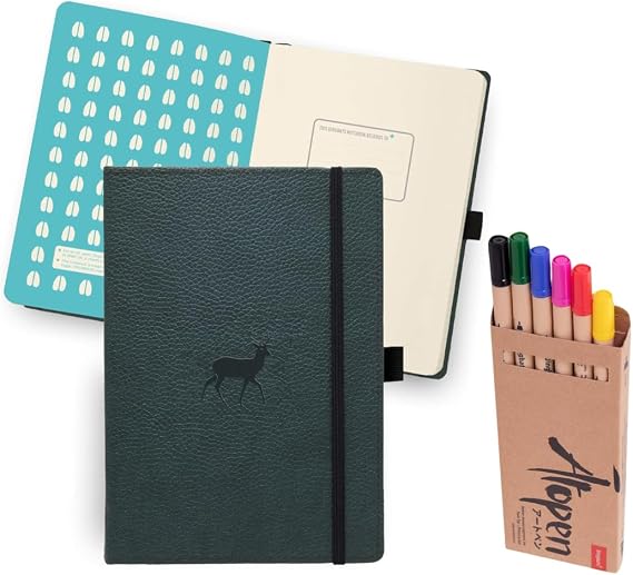 Dingbats Wildlife Dotted A5 Notebook Journal and Dual Tip Coloring Pens Bundle
