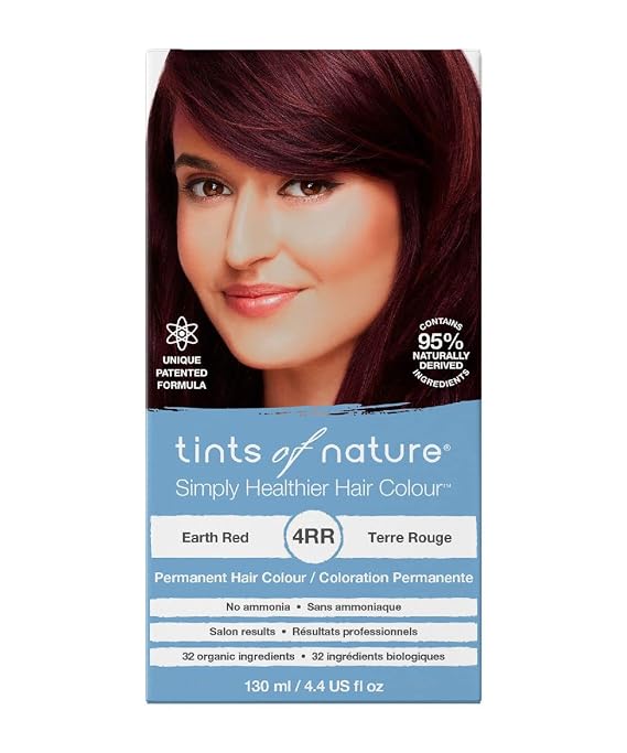 Tints of Nature 4RR Earth Red Permanent Hair Dye, Vegan 4.4 fl oz | Delivers vibrant earth red colour while nourishing and protecting throughout the colouring process, Covers all greys well