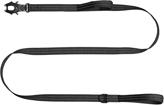 ICEFANG Relfective Dog Leash for Medium Large Dogs,No-Bungee Design,6ft | with Padded handle,Quick-Release Metal Clasp ,6ft length for Medium Large Dogs,Black
