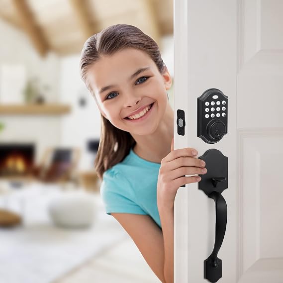 NeuType Matte Black Electronic Keypad Deadbolt with Handle, Keyless Entry, 4-8 Digit Passcode, One Touch Locking, Auto-Lock, Easy Installation, Superior Security, Weather Resistant
